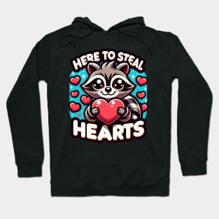 Raccoon Heart Bandit - Cute Animal Love Graphic Hoodie